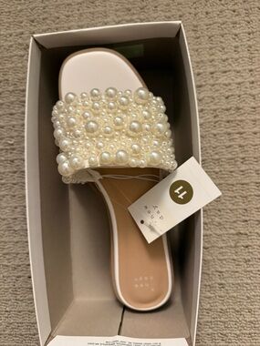 Target A New Day Pearl-Embellished Jasmine Slide Sandal in Cream